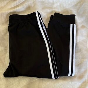 Adidas Black Track Pants with White Side Stripes